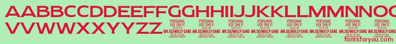 MollySansE Me PERSONAL Font – Red Fonts on Green Background