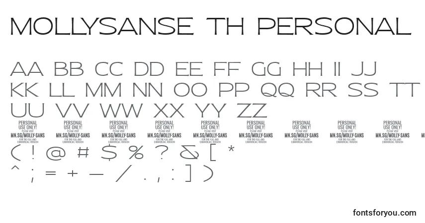 Czcionka MollySansE Th PERSONAL – alfabet, cyfry, specjalne znaki