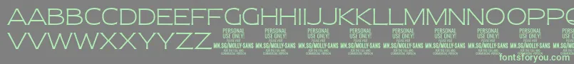 More about MollySansE Th PERSONAL Font MollySansE Th PERSONAL Font – Green Fonts on Gray Background