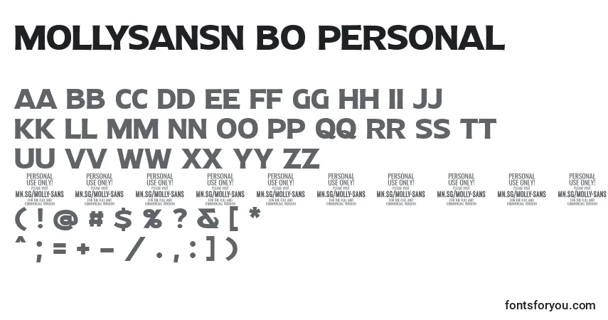 A fonte MollySansN Bo PERSONAL – alfabeto, números, caracteres especiais