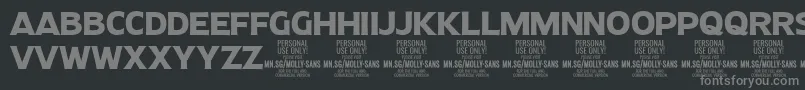 Fonte MollySansN Bo PERSONAL – fontes cinzas em um fundo preto