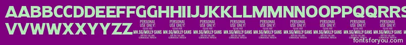 MollySansN Bo PERSONAL Font – Green Fonts on Purple Background