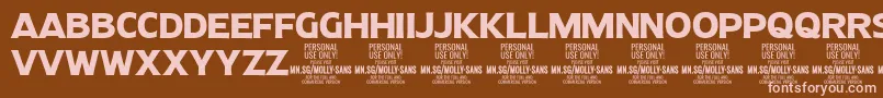 Lisätietoja MollySansN Bo PERSONAL-fontista MollySansN Bo PERSONAL-fontti – vaaleanpunaiset fontit ruskealla taustalla