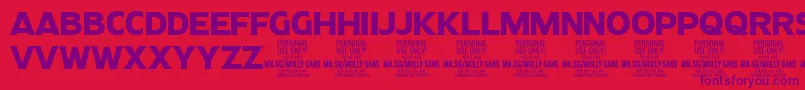 Czcionka MollySansN Bo PERSONAL – fioletowe czcionki na czerwonym tle