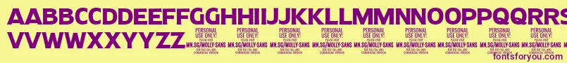 MollySansN Bo PERSONAL Font – Purple Fonts on Yellow Background