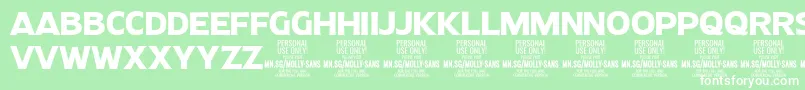 MollySansN Bo PERSONAL Font – White Fonts on Green Background