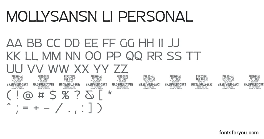 MollySansN Li PERSONALフォント–アルファベット、数字、特殊文字
