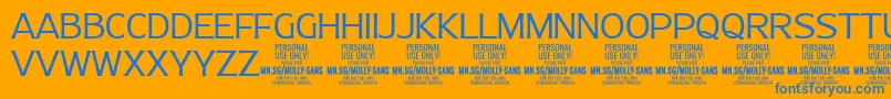 MollySansN Li PERSONAL Font – Blue Fonts on Orange Background