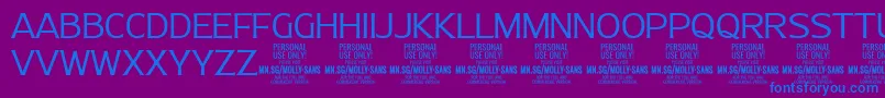 MollySansN Li PERSONAL Font – Blue Fonts on Purple Background