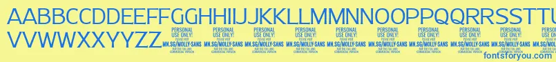 MollySansN Li PERSONAL Font – Blue Fonts on Yellow Background