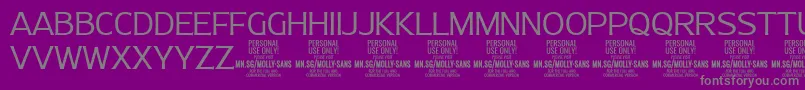 MollySansN Li PERSONAL-Schriftart – Graue Schriften auf violettem Hintergrund