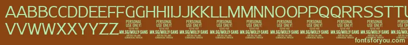 MollySansN Li PERSONAL Font – Green Fonts on Brown Background