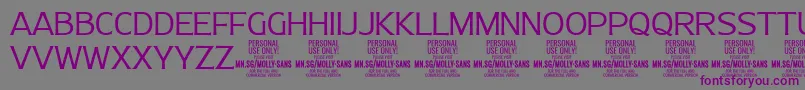 MollySansN Li PERSONAL Font – Purple Fonts on Gray Background