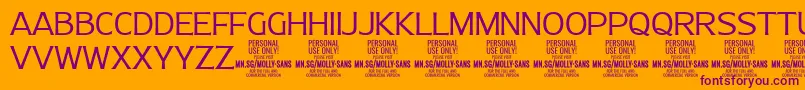 MollySansN Li PERSONAL Font – Purple Fonts on Orange Background