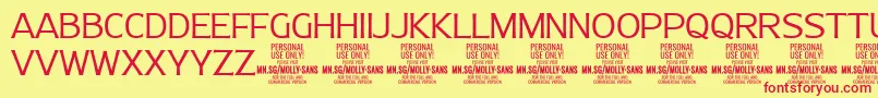 MollySansN Li PERSONAL Font – Red Fonts on Yellow Background