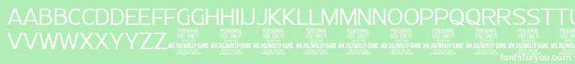 MollySansN Li PERSONAL Font – White Fonts on Green Background