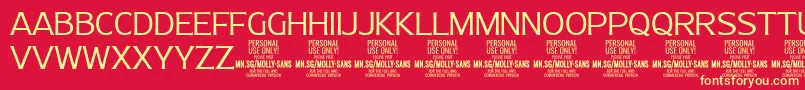 MollySansN Li PERSONAL Font – Yellow Fonts on Red Background