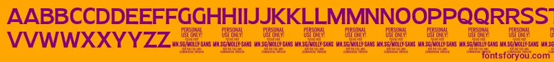 Police MollySansN Me PERSONAL – polices violettes sur fond orange