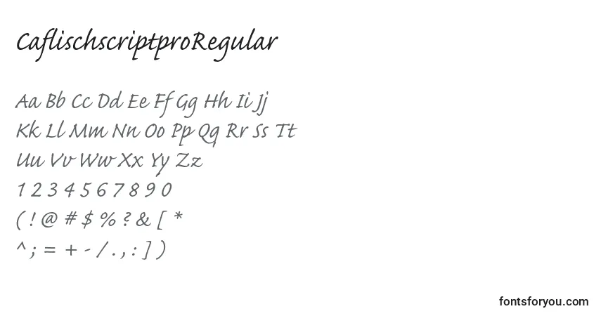 Police CaflischscriptproRegular - Alphabet, Chiffres, Caractères Spéciaux