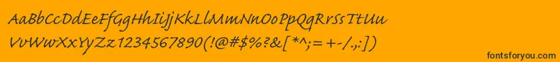 CaflischscriptproRegular-Schriftart – Schwarze Schriften auf orangefarbenem Hintergrund