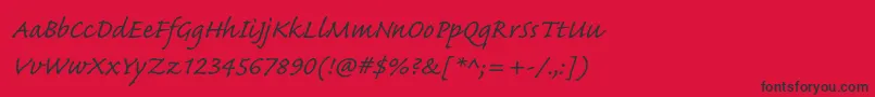 Weitere Informationen zur CaflischscriptproRegular-Schriftart CaflischscriptproRegular-Schriftart – Schwarze Schriften auf rotem Hintergrund