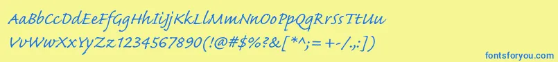 CaflischscriptproRegular Font – Blue Fonts on Yellow Background