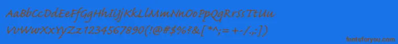 Fonte CaflischscriptproRegular – fontes marrons em um fundo azul