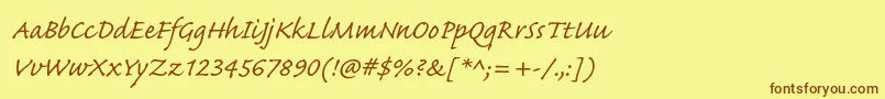 CaflischscriptproRegular Font – Brown Fonts on Yellow Background