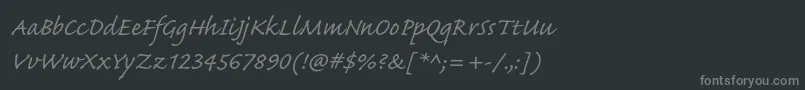 フォントCaflischscriptproRegular – 黒い背景に灰色の文字