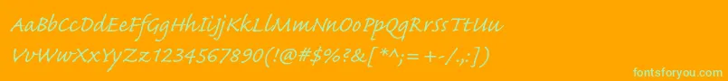 Шрифт CaflischscriptproRegular – зелёные шрифты на оранжевом фоне