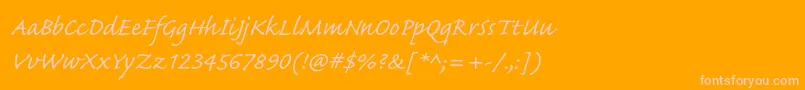 Fonte CaflischscriptproRegular – fontes rosa em um fundo laranja