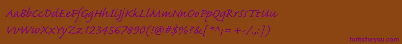 CaflischscriptproRegular Font – Purple Fonts on Brown Background
