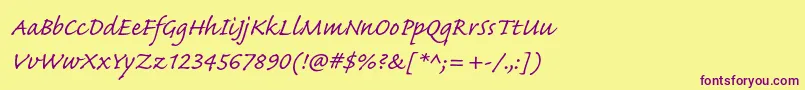 CaflischscriptproRegular Font – Purple Fonts on Yellow Background