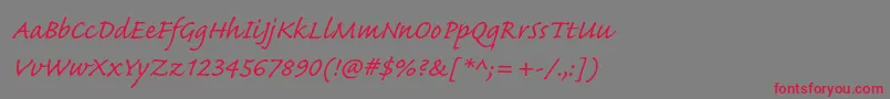 CaflischscriptproRegular Font – Red Fonts on Gray Background