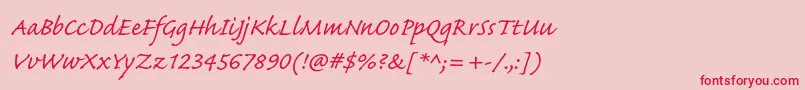 フォントCaflischscriptproRegular – ピンクの背景に赤い文字