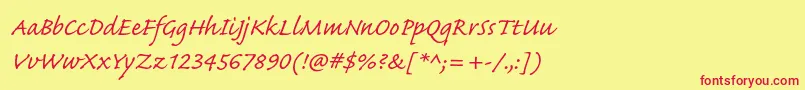 CaflischscriptproRegular Font – Red Fonts on Yellow Background