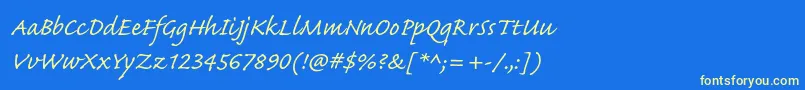 CaflischscriptproRegular Font – Yellow Fonts on Blue Background