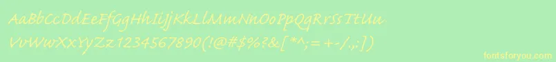 CaflischscriptproRegular Font – Yellow Fonts on Green Background