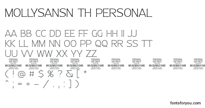 Czcionka MollySansN Th PERSONAL – alfabet, cyfry, specjalne znaki