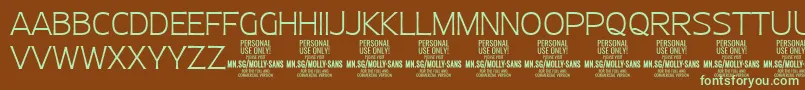 MollySansN Th PERSONAL-Schriftart – Grüne Schriften auf braunem Hintergrund