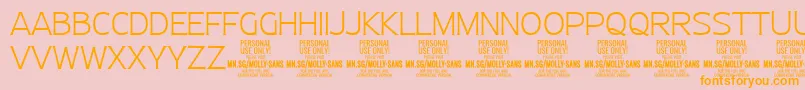 MollySansN Th PERSONAL-Schriftart – Orangefarbene Schriften auf rosa Hintergrund