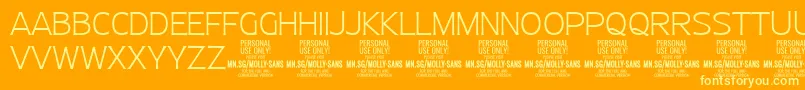 MollySansN Th PERSONAL-Schriftart – Gelbe Schriften auf orangefarbenem Hintergrund