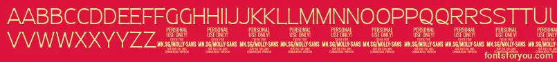 MollySansN Th PERSONAL Font – Yellow Fonts on Red Background