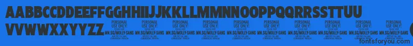 MollySansXC Bl PERSONAL Font – Black Fonts on Blue Background