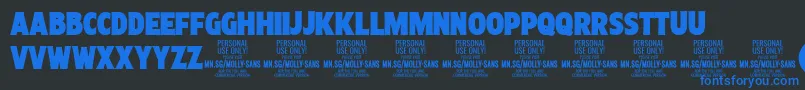 Weitere Informationen zur MollySansXC Bl PERSONAL-Schriftart MollySansXC Bl PERSONAL-Schriftart – Blaue Schriften auf schwarzem Hintergrund