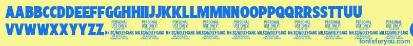 MollySansXC Bl PERSONAL Font – Blue Fonts on Yellow Background