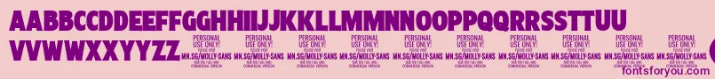 Weitere Informationen zur MollySansXC Bl PERSONAL-Schriftart MollySansXC Bl PERSONAL-Schriftart – Violette Schriften auf rosa Hintergrund