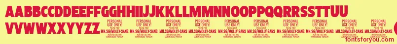 フォントMollySansXC Bl PERSONAL – 赤い文字の黄色い背景