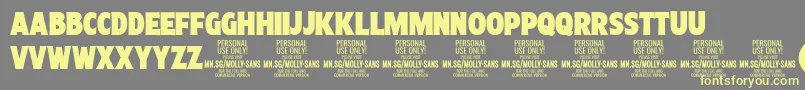 More about MollySansXC Bl PERSONAL Font MollySansXC Bl PERSONAL Font – Yellow Fonts on Gray Background