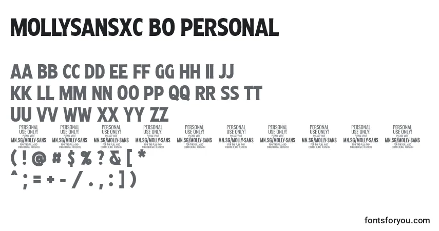 Schriftart MollySansXC Bo PERSONAL – Alphabet, Zahlen, spezielle Symbole